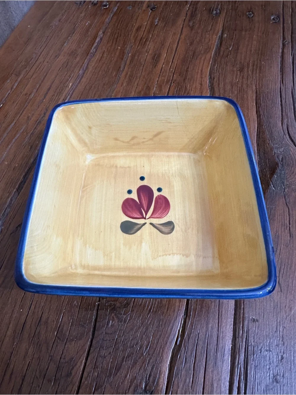 Home & Garden Party Stoneware Collection Yellow Square Dish Floral